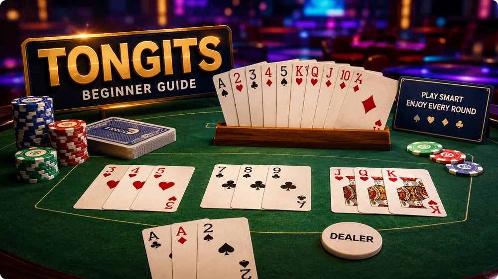 Players learning the basics of a Tongits card game
